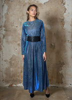 Incredible Original Vintage Blue Metallic Maxi Dress UK 10 - 14