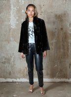 Original Vintage 1970's Dark Brown Faux Fur Coat UK 8 - 12