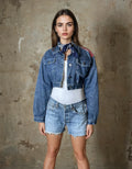Original Vintage 1980's Denim & Floral Patch Jacket UK 8 - 10