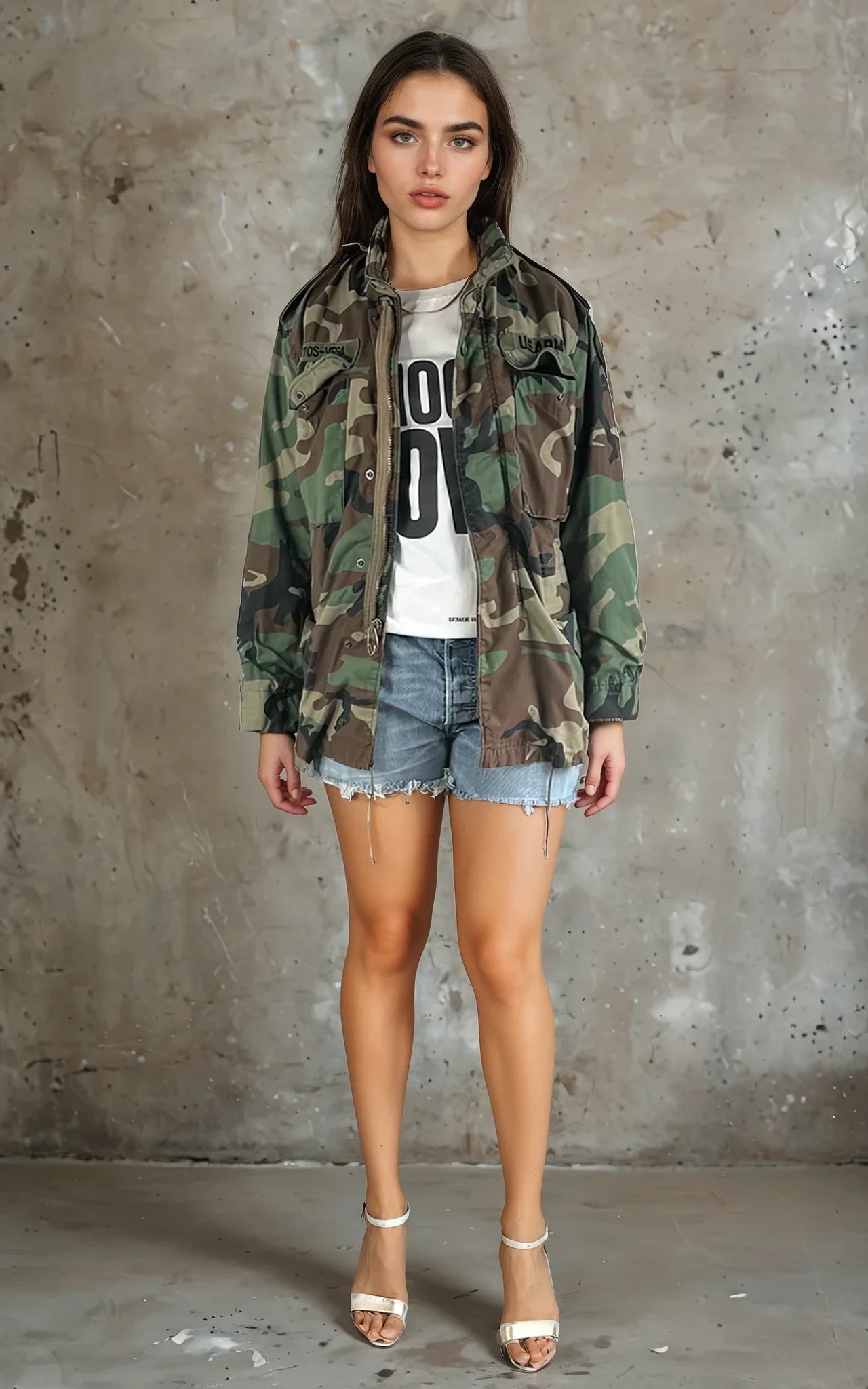 Original Vintage US Army M65 Camouflage Jacket UK 8 - 14