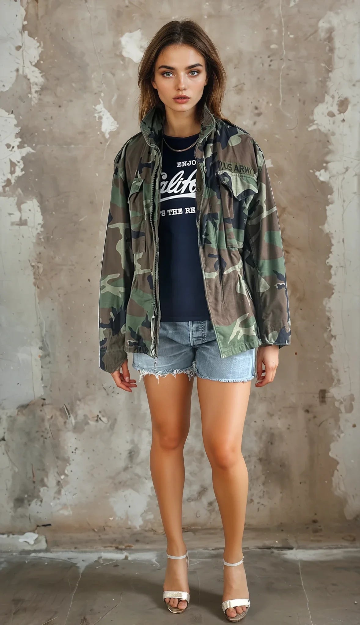 Original Vintage US Army M65 Camouflage Jacket UK 8 - 14