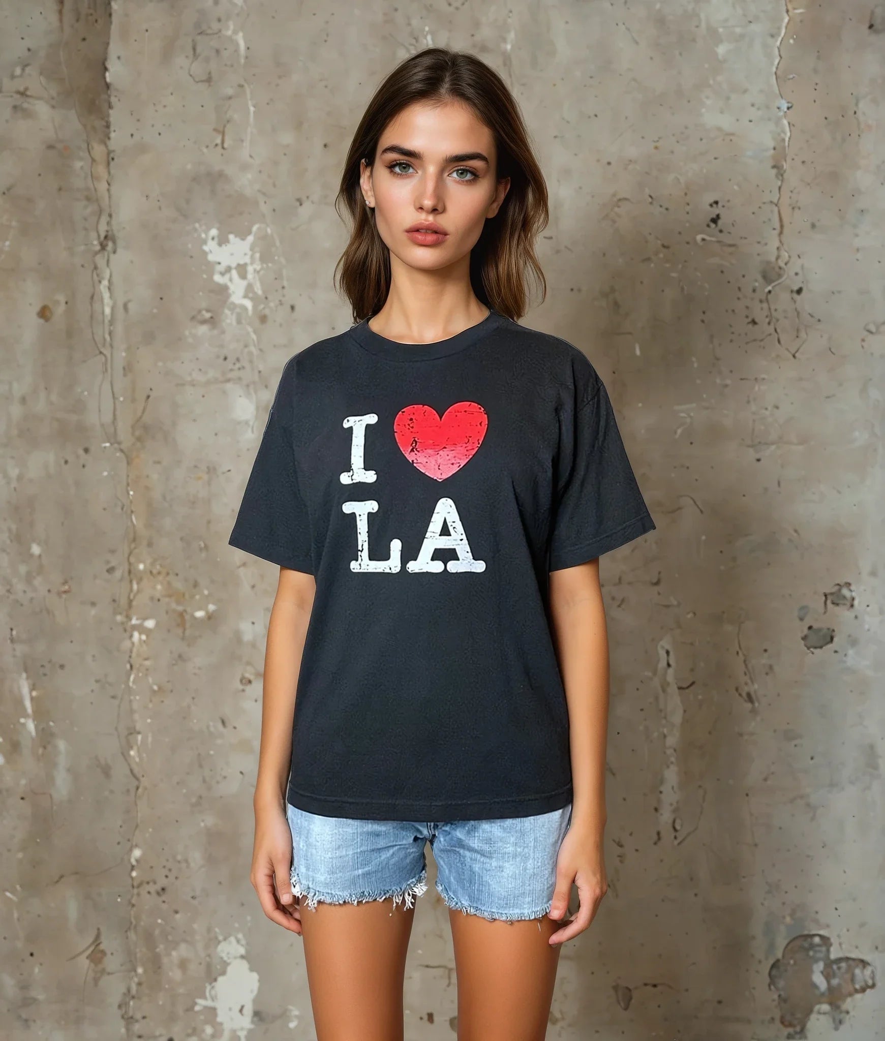 Original Vintage I Heart LA Black Printed T-Shirt UK 6 - 12