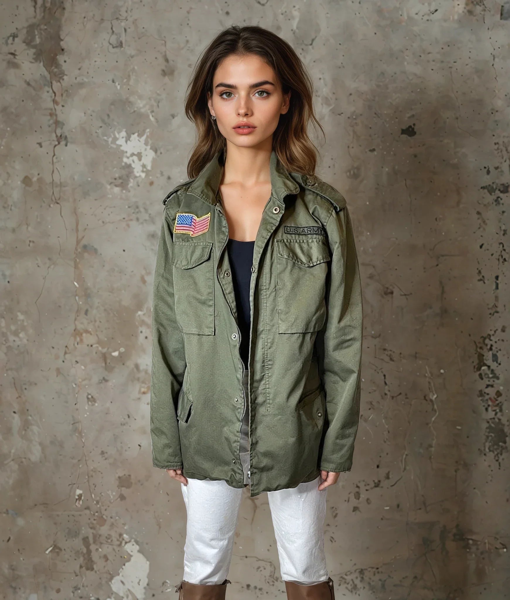 Vintage American US Army Jacket In Green UK 8 - 16