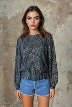 Incredible 1980's Vintage Black Diamante Top UK 8 - 12