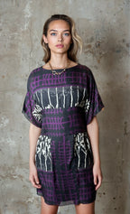 Original 1990's Vintage Purple / Black Dress UK 12 - 14