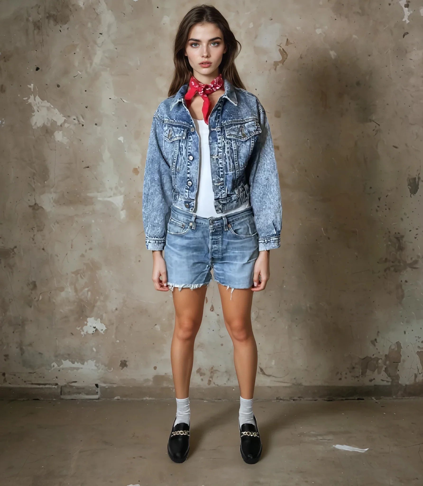 Original Vintage 1980's Acid Stone Wash Denim Jacket UK 8 - 10