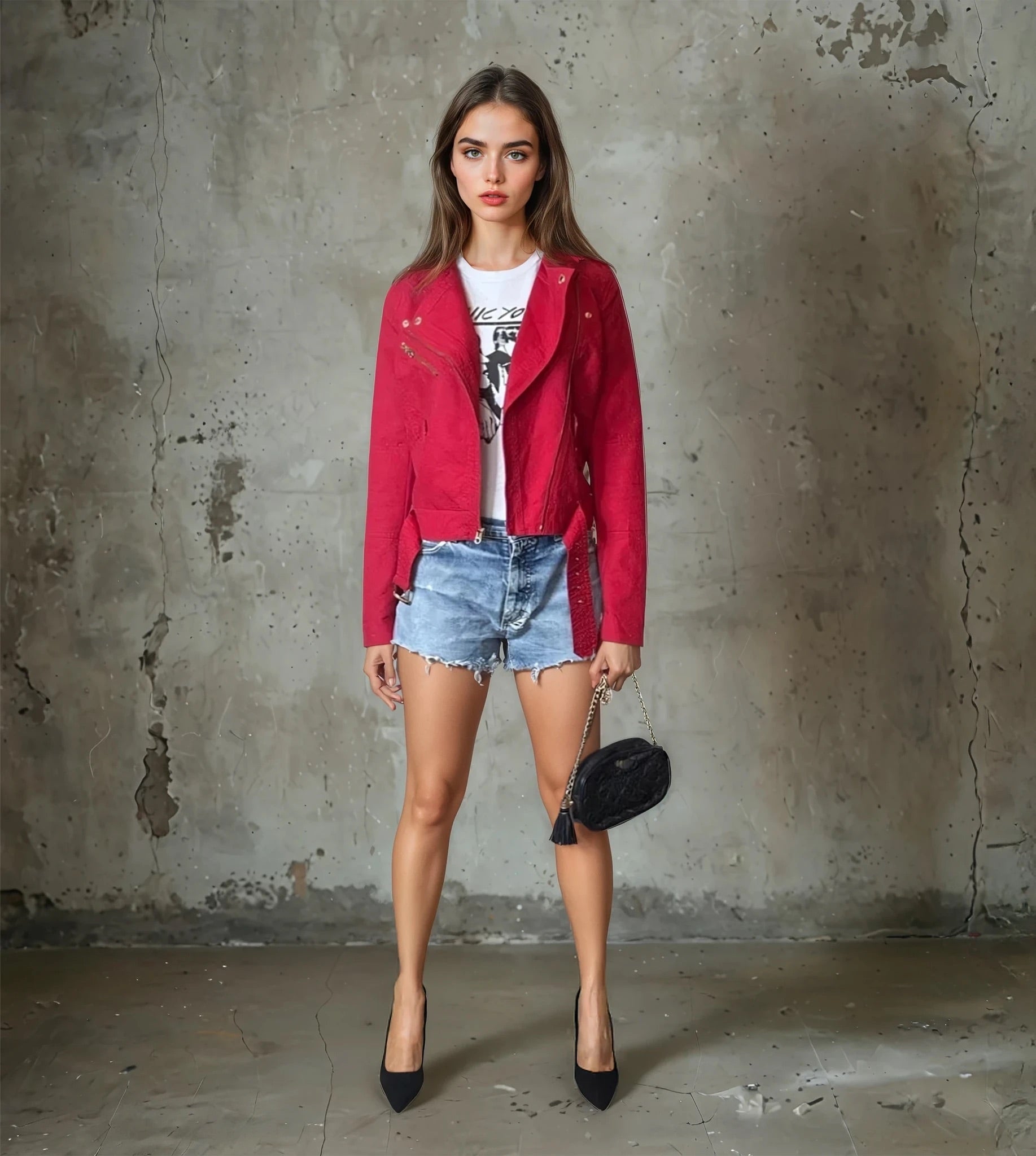 Gorgeous Preloved Red Juicy Couture Biker Jacket UK 8 - 10