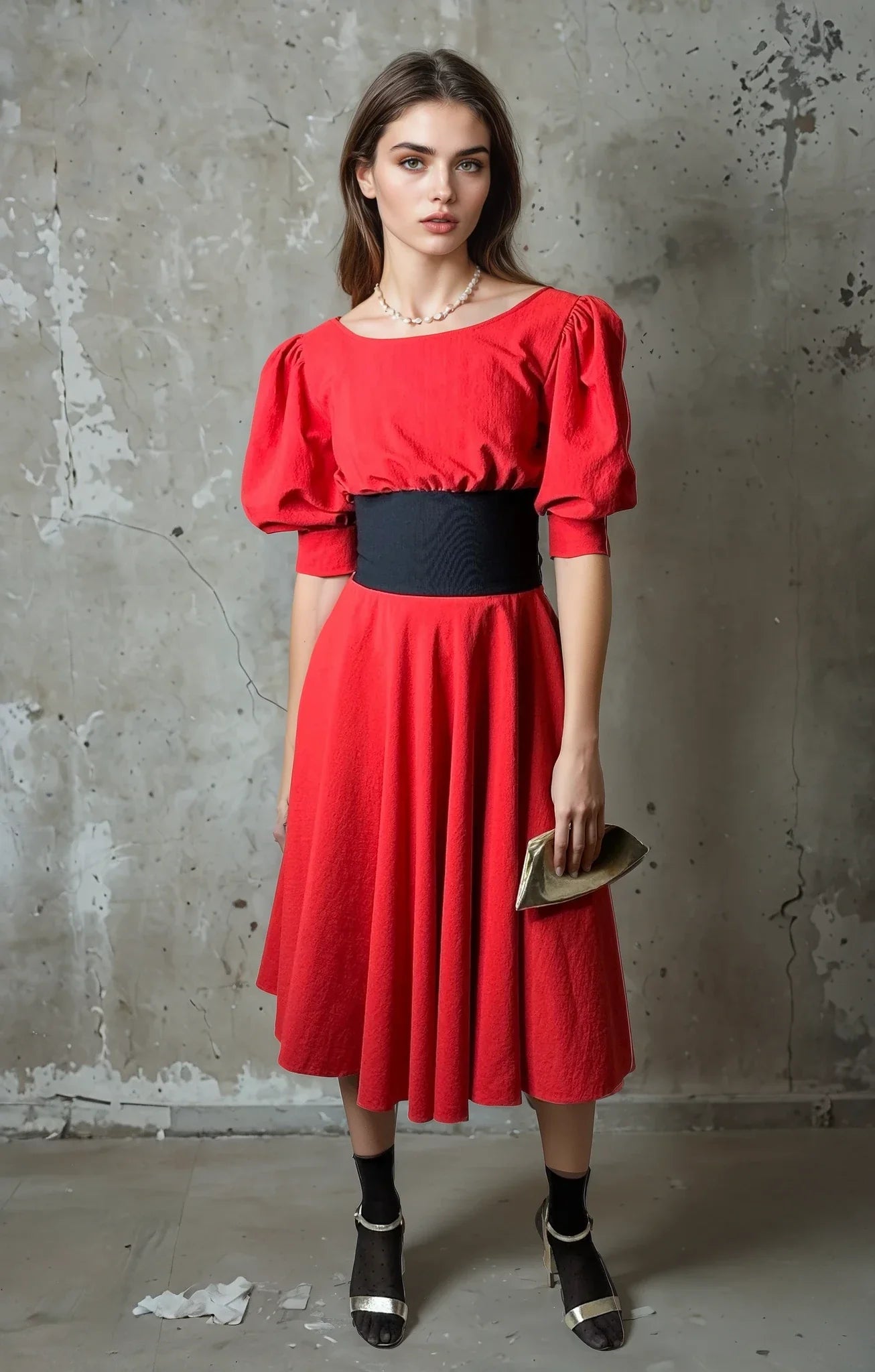 Stunning Original 1980's Vintage Zandra Rhodes Bright Red Dress UK 10 - 12