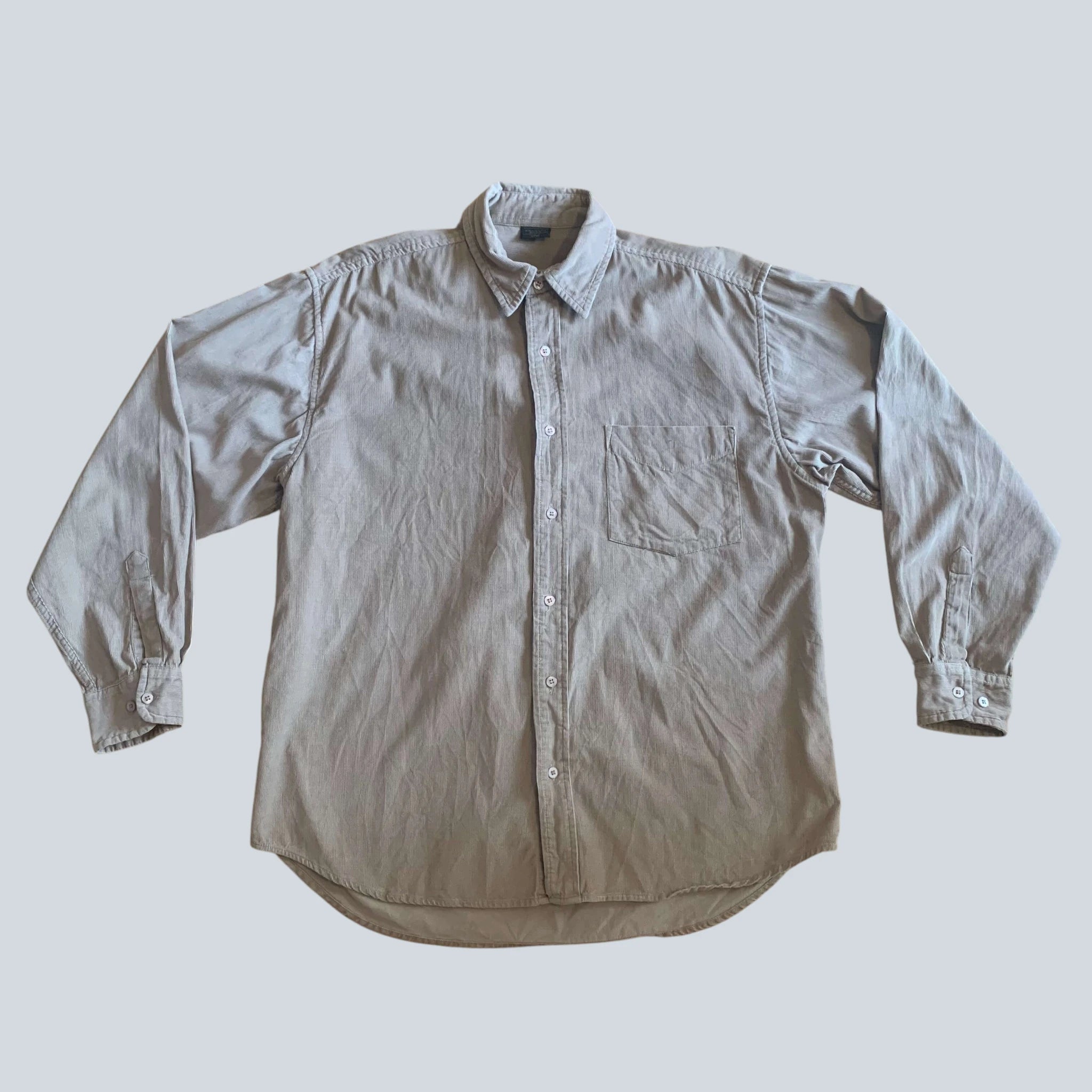 Vintage Quarter Deck Corduroy Shirt Beige Large