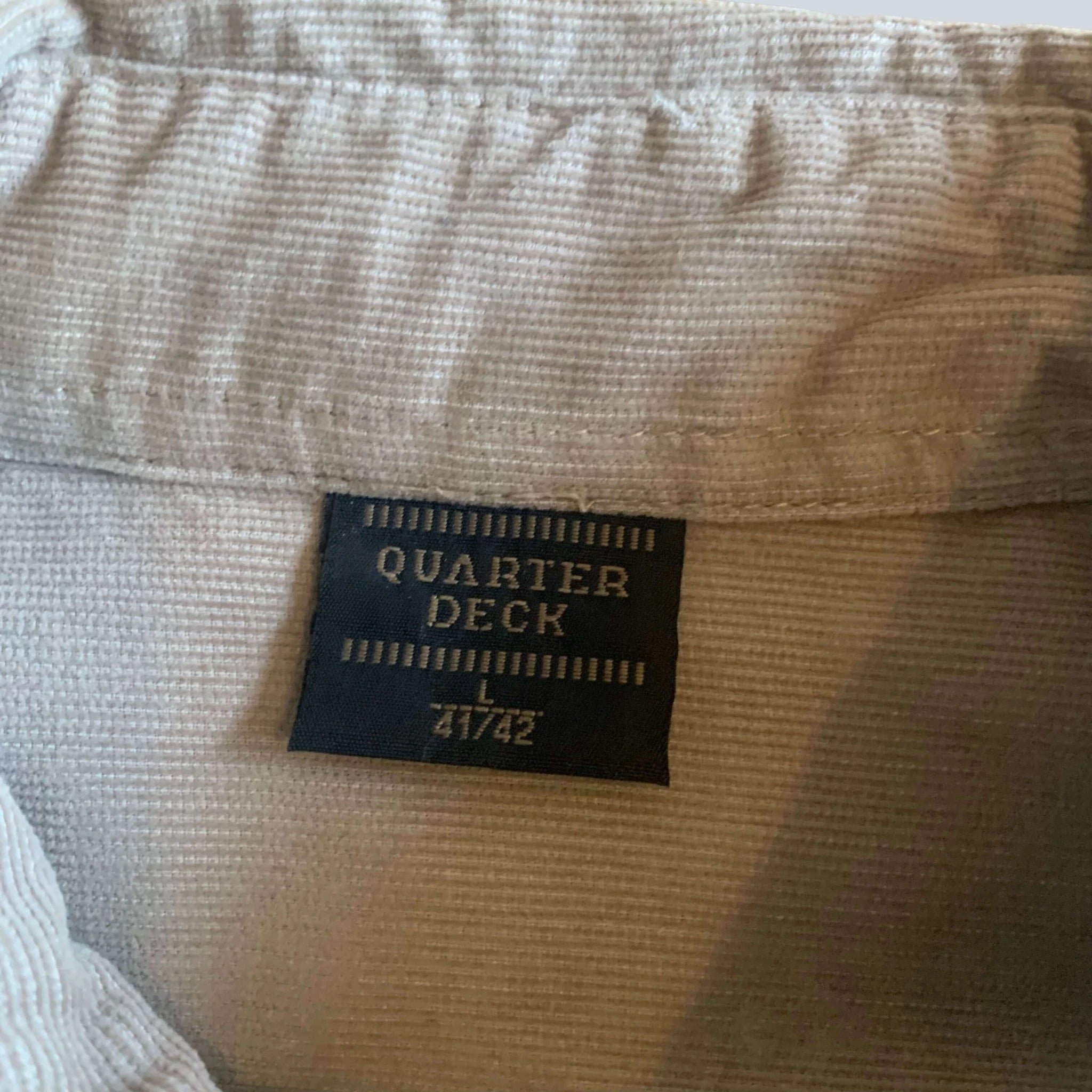 Vintage Quarter Deck Corduroy Shirt Beige Large