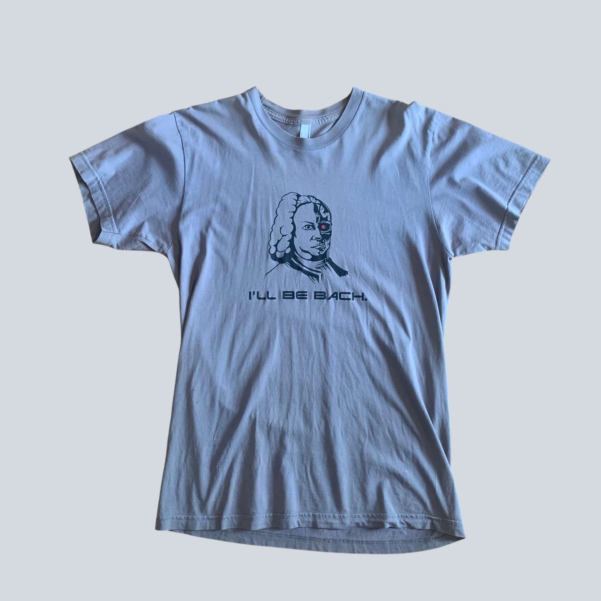 Vintage American Apparel I'll Be Bach T-Shirt Grey Medium