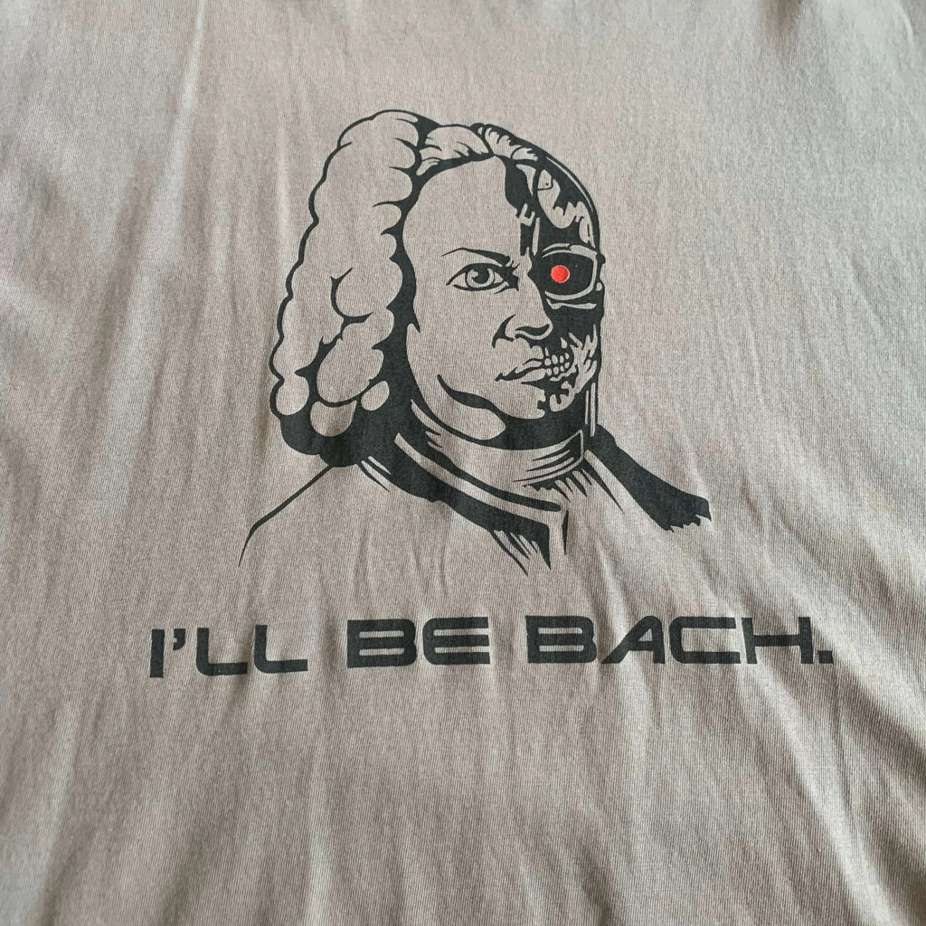 Vintage American Apparel I'll Be Bach T-Shirt Grey Medium