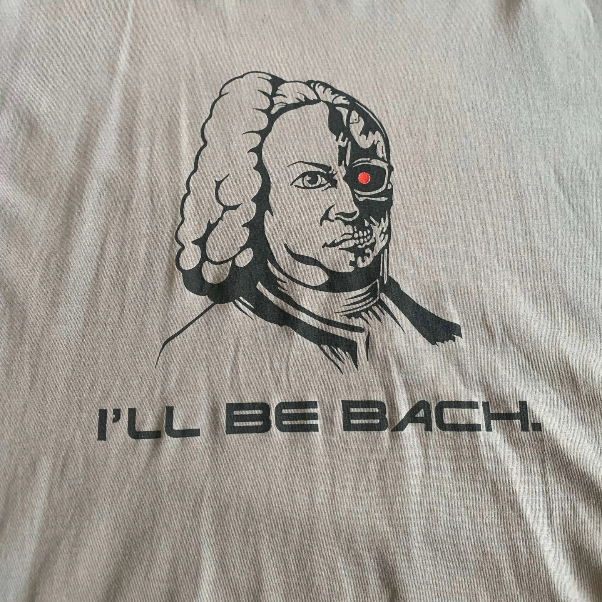 Vintage American Apparel I'll Be Bach T-Shirt Grey Medium