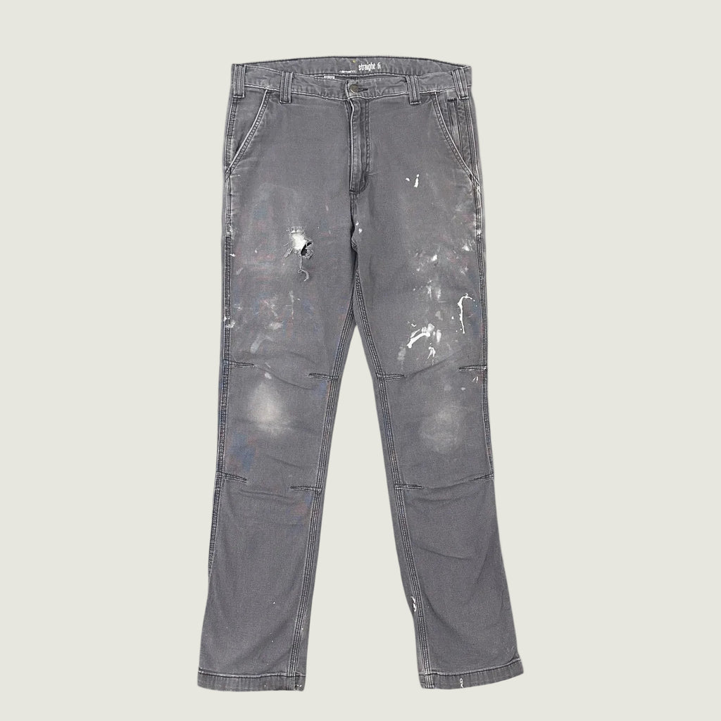 Vintage Distressed Carhartt Straight Fit Workwear Jeans Grey W34 L34