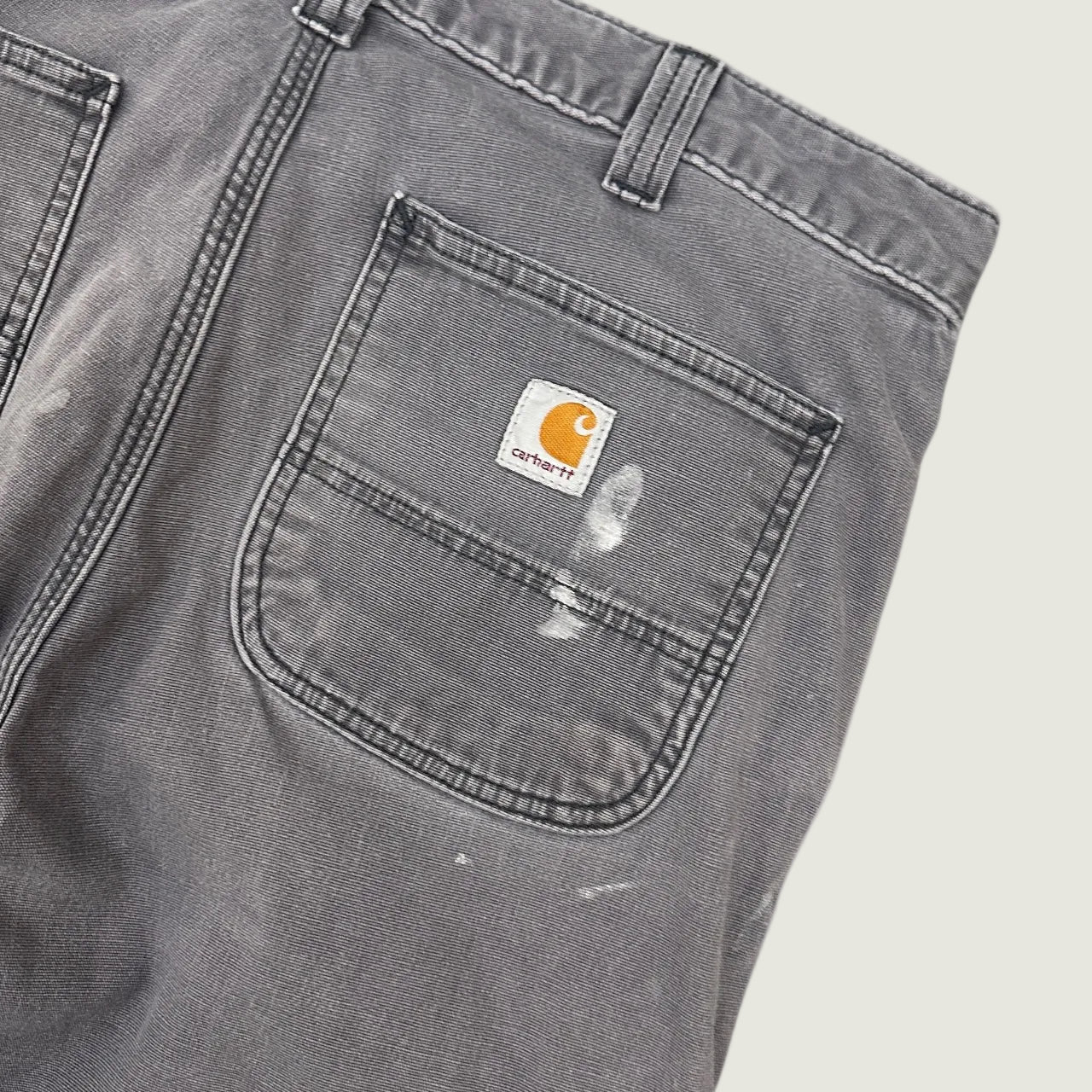 Vintage Distressed Carhartt Straight Fit Workwear Jeans Grey W34 L34