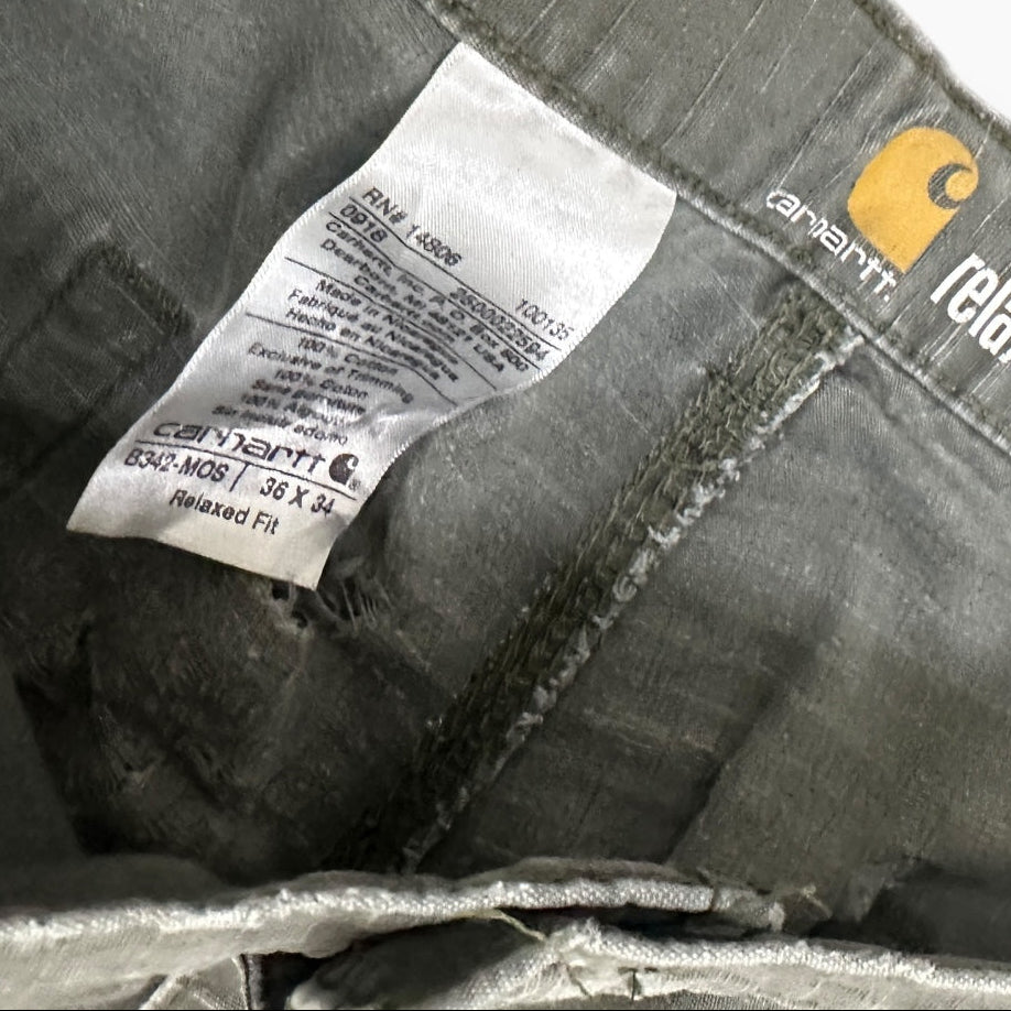 Vintage Distressed Carhartt Relaxed Workwear Trousers Khaki W36 L34