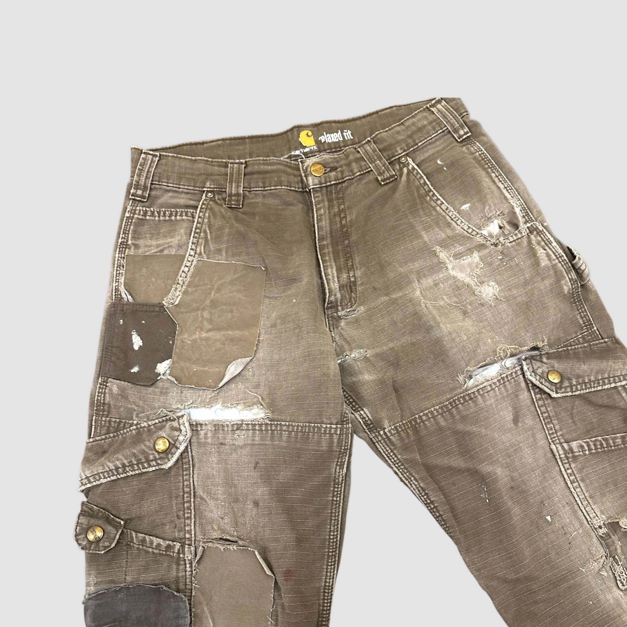 Vintage Distressed Carhartt Relaxed Workwear Trousers Khaki W32 L32