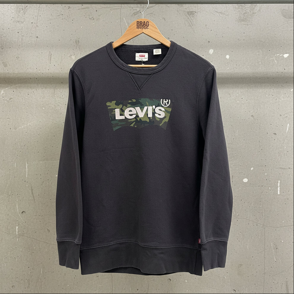 Vintage Levi's Camo Logo Sweatshirt Black Small