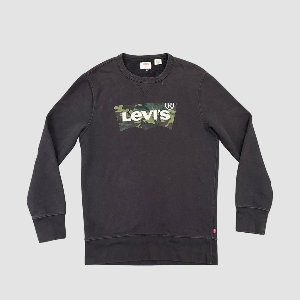Vintage Levi's Camo Logo Sweatshirt Black Small
