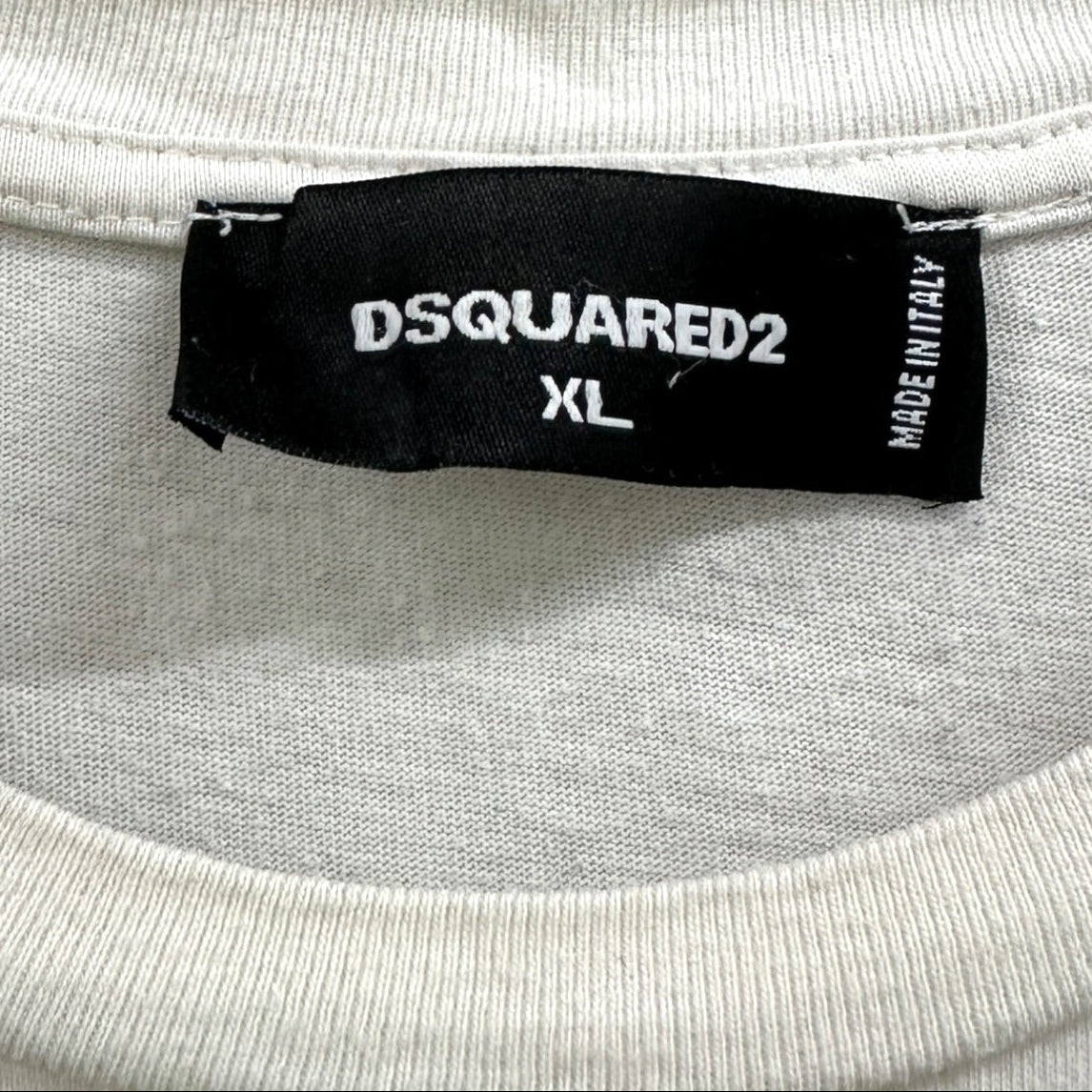 Vintage Dsquared2 Logo T-Shirt White XL | Vintage T-Shirts Online