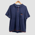 Vintage Nike SB Velour Polo Shirt Navy Blue Large
