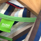 Vintage Boss by Hugo Boss Striped Polo Shirt Navy Blue XXL