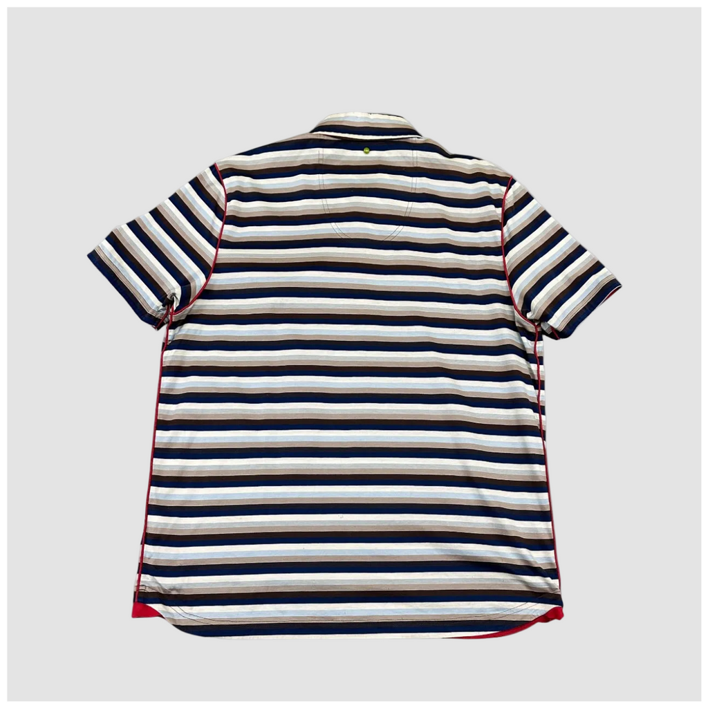 Vintage Boss by Hugo Boss Striped Polo Shirt Navy Blue XXL