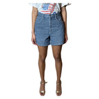 Original Vintage Halston Pin Striped Denim Shorts UK 10