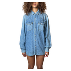 Vintage Original 1990's Levis Red Tab Western Blue Denim Shirt UK 8 - 14