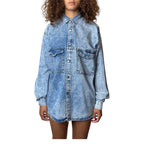 Vintage Original 1980's Acid / Stone Wash Blue Denim Shirt UK 10 - 12
