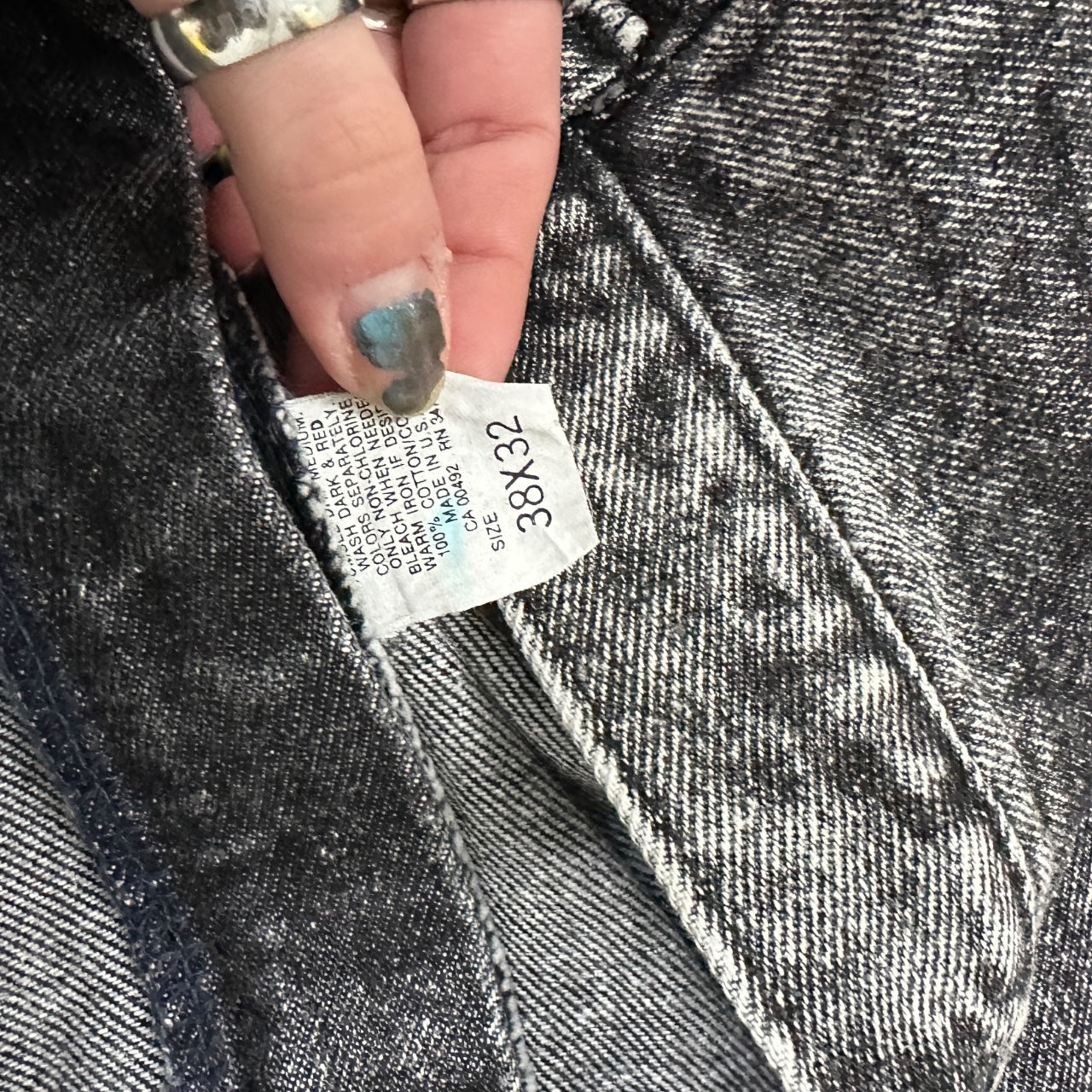 Vintage Lee Straight Leg Jeans Charcoal Acid Wash W38 L32