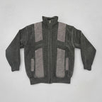Vintage Oversized Knitted Zip Jacket Grey XXXL