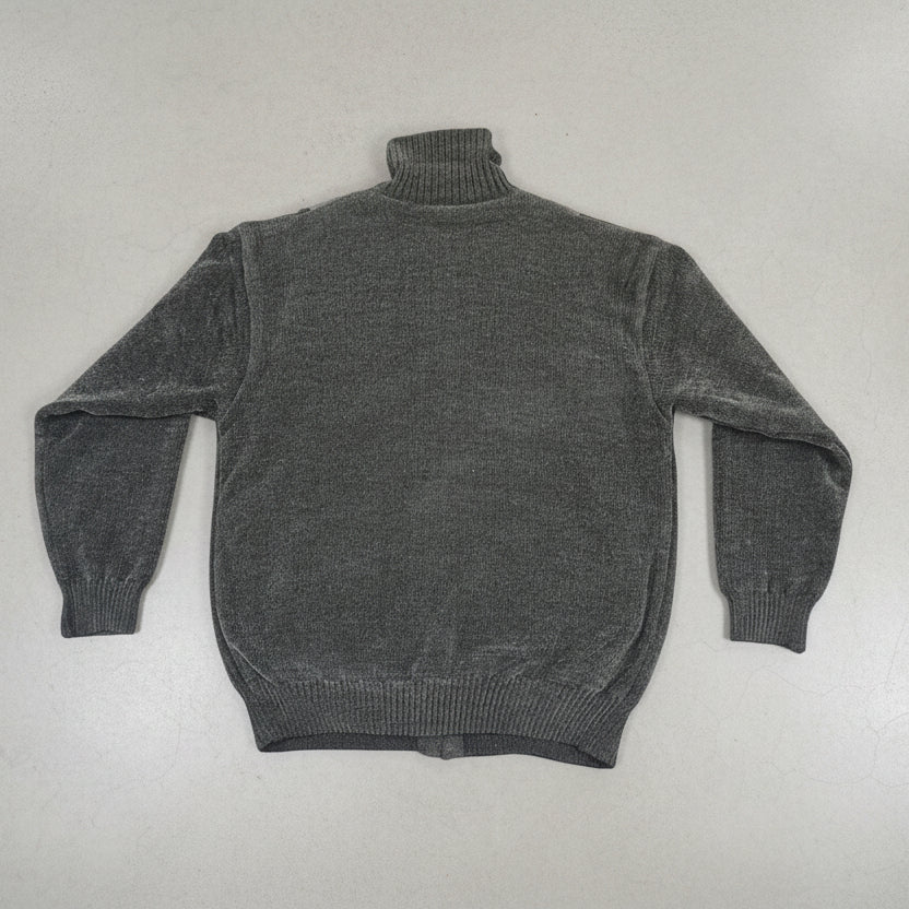 Vintage Oversized Knitted Zip Jacket Grey XXXL