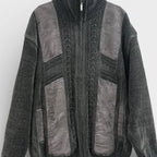 Vintage Oversized Knitted Zip Jacket Grey XXXL