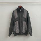 Vintage Oversized Knitted Zip Jacket Grey XXXL
