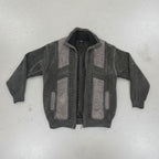 Vintage Oversized Knitted Zip Jacket Grey XXXL
