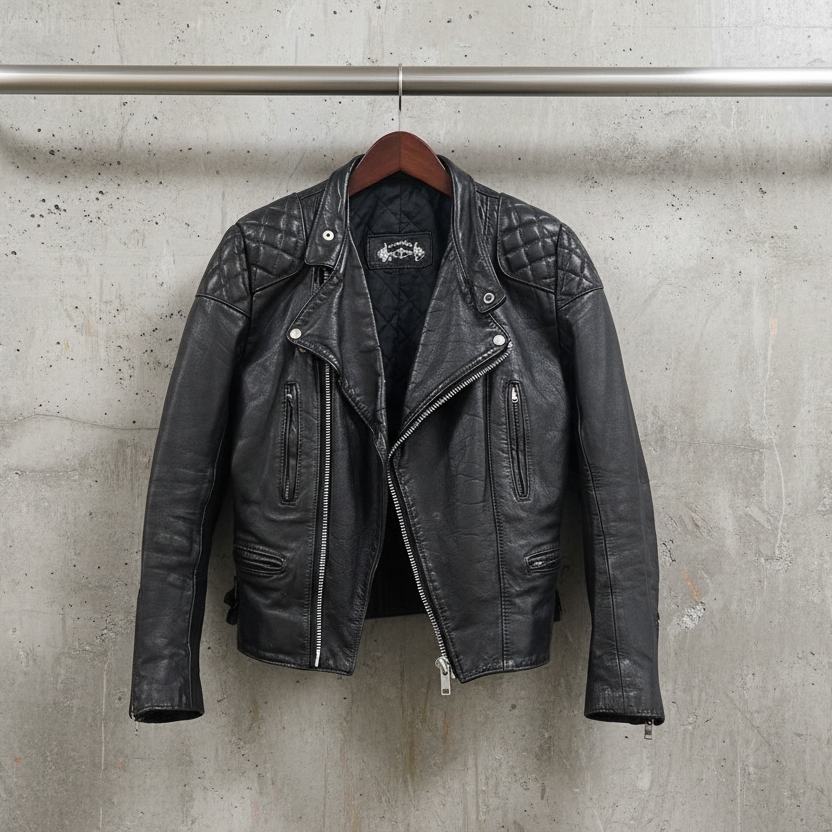 Vintage Second Skin Leather Biker Jacket Black S