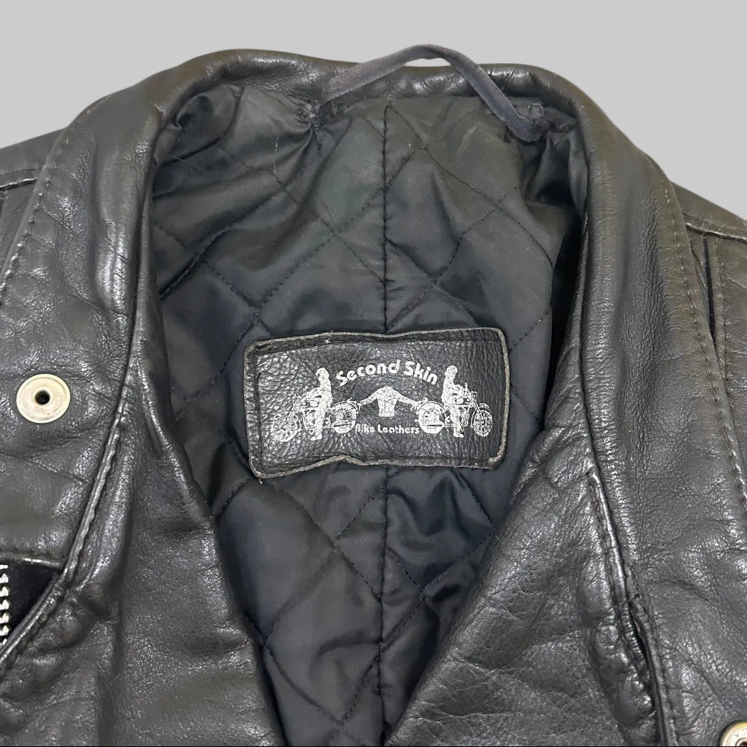Vintage Second Skin Leather Biker Jacket Black S