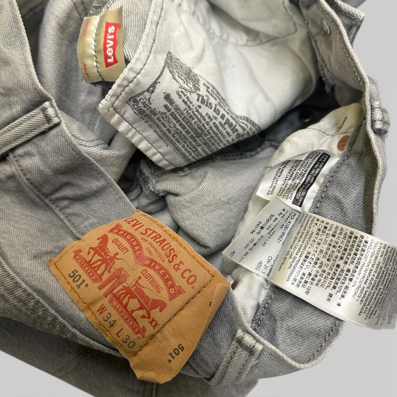 Vintage Levi's 501 Straight Leg Jeans Grey W32 L27