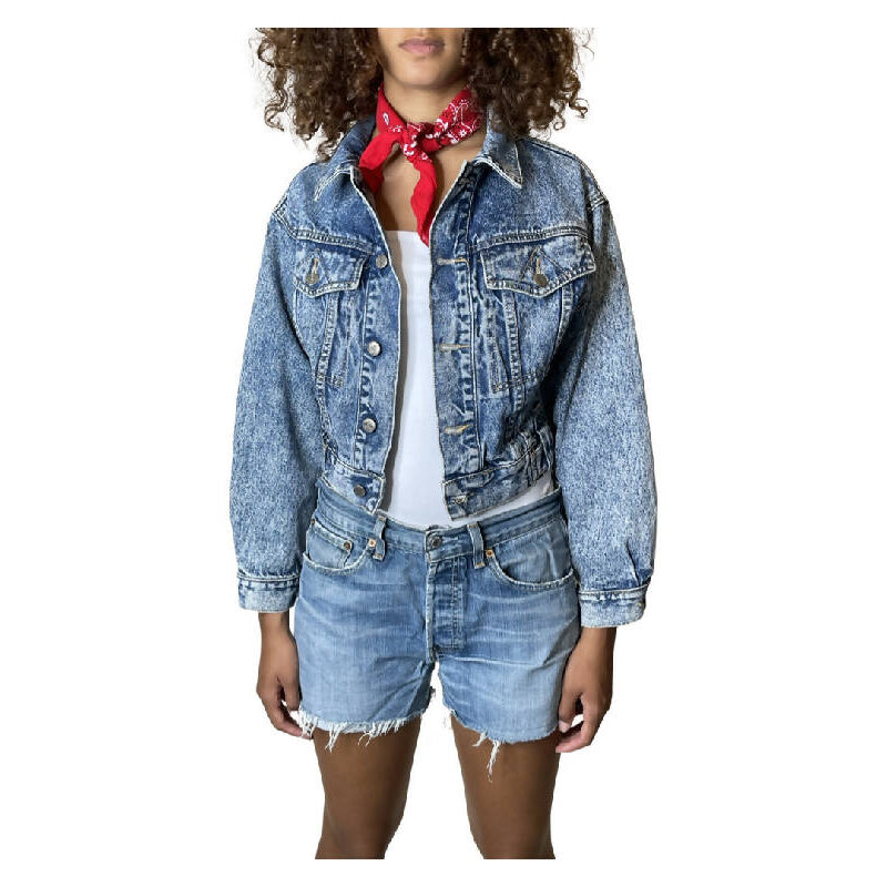 Original Vintage 1980's Acid Stone Wash Denim Jacket UK 8 - 10