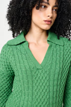 Jamie Cable Collar Jumper - Green