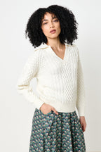 Jamie Cable Collar Jumper - Off White