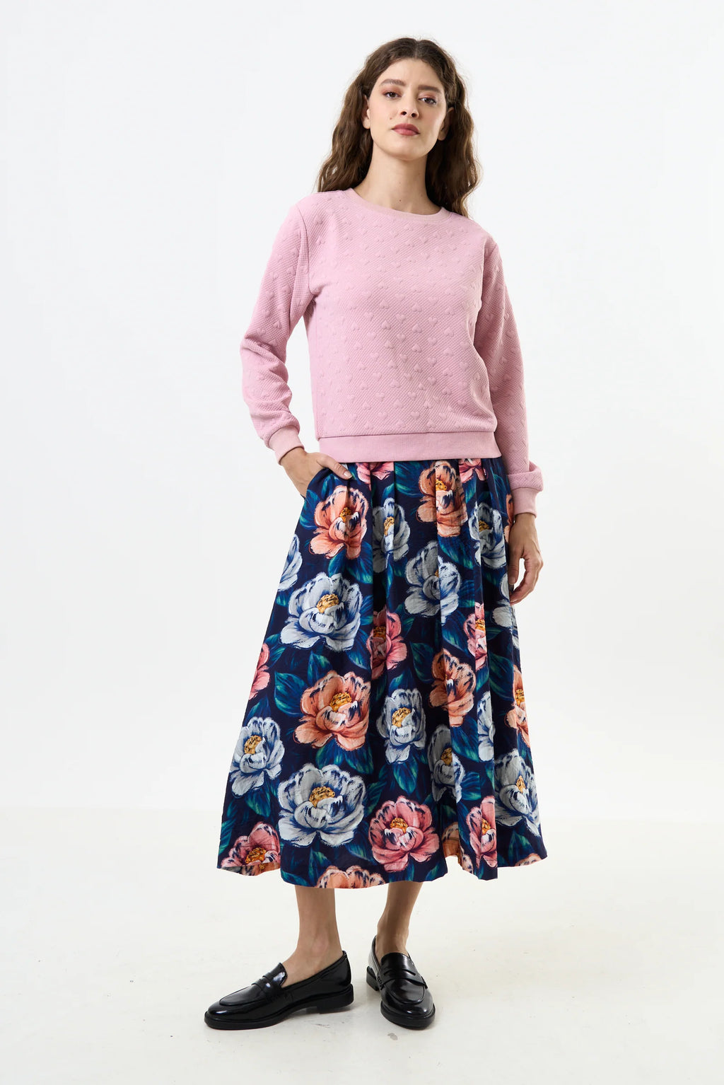 Jan Heartfelt Quilted Sweatshirt - Pale Pink