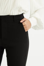 Louche Jaylo Slim Fit Cropped Trouser - Black