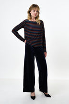 Josiane Sparkle Stripe Boat Neck Top - Gold