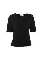 Laureen Eyelash Rib Short Sleeve Jumper - Black