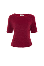 Laureen Eyelash Rib Short Sleeve Jumper - Red
