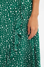 Louche Mara Spot It Print Ruffle Hem Wrap Midi Skirt Green