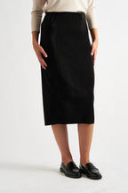 Maylis Pleat Midi Skirt - Black