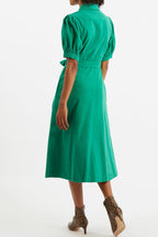 Mollie Baby Cord Puff Sleeve Midi Dress